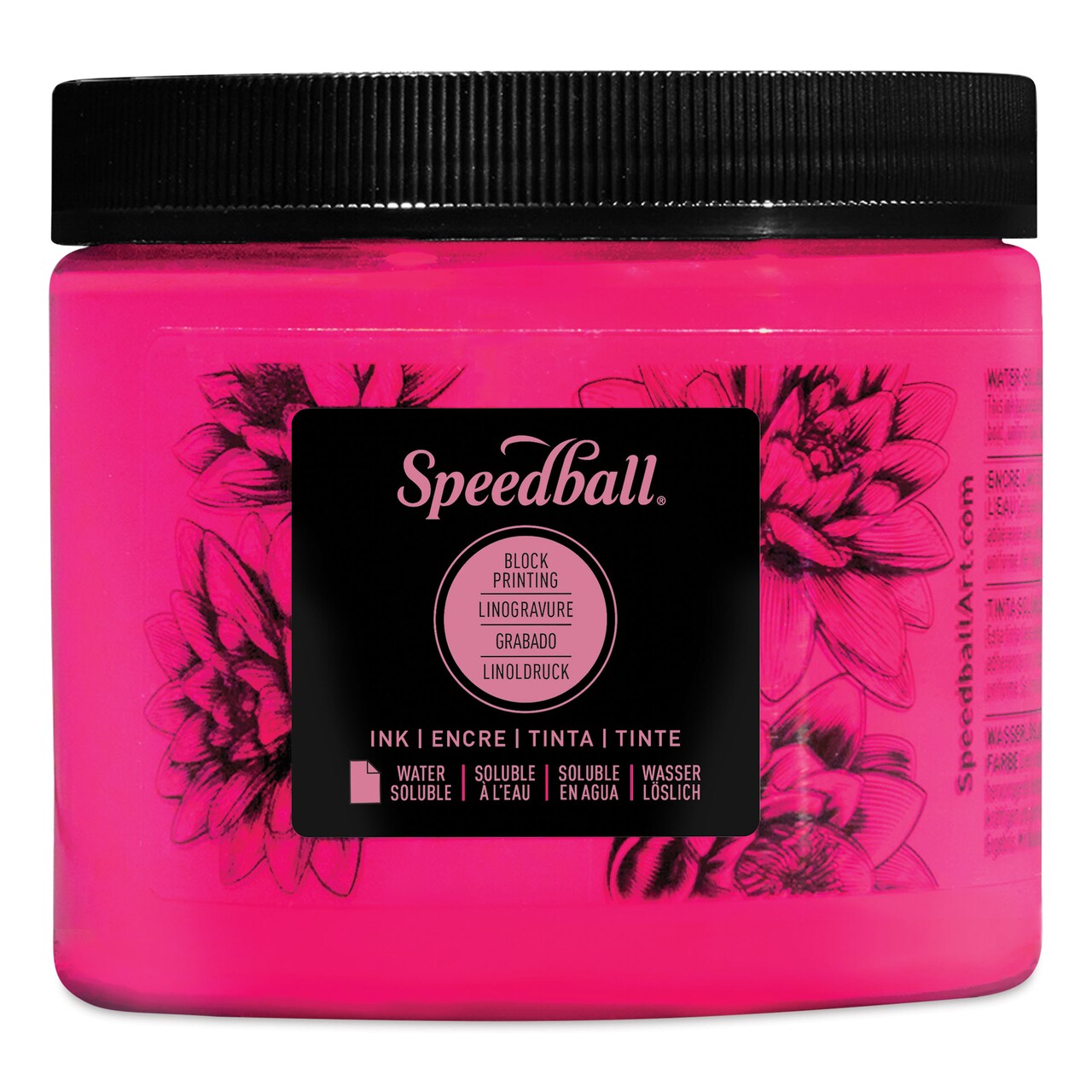 Speedball Water-Soluble Block Printing Ink - Fluorescent Hot Pink, 16 oz